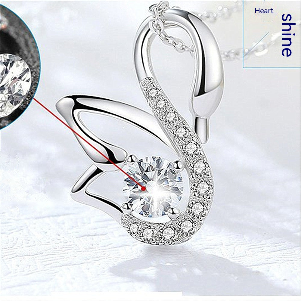 Swan Necklace Silver Plated Female Clavicle Chain Pendant