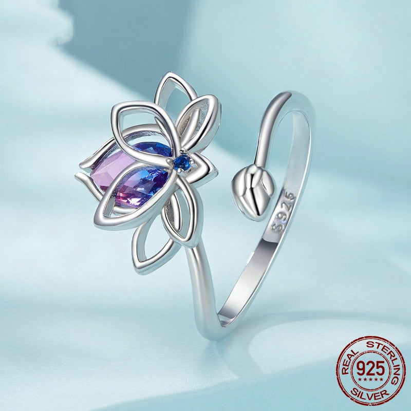 Lotus Ring Women's Special-interest Design S925 Sterling Silver