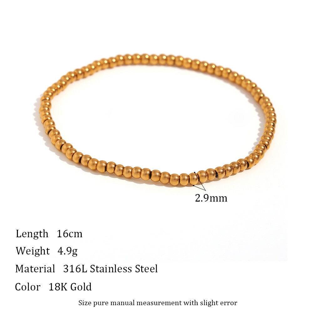 Niche Vintage Stainless Steel Plated 18K Elastic Bead Bracelet