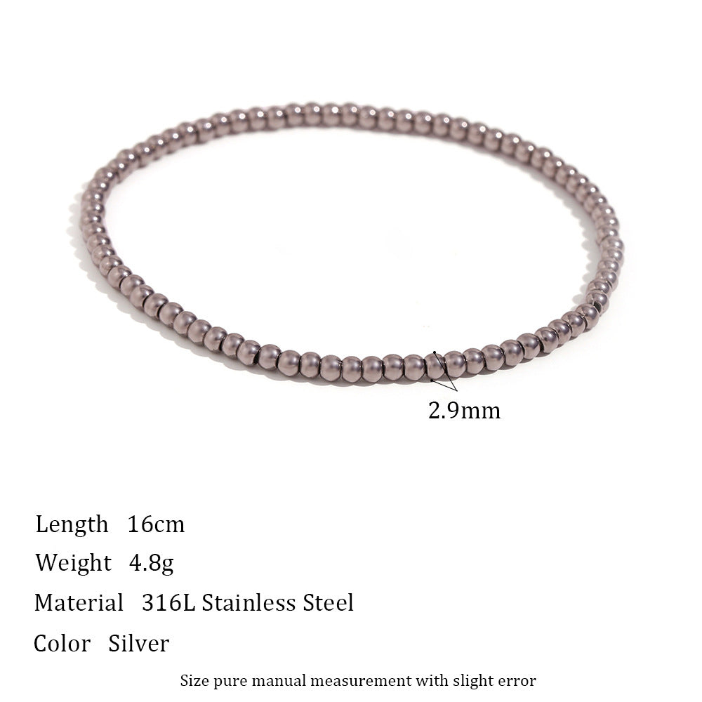 Niche Vintage Stainless Steel Plated 18K Elastic Bead Bracelet