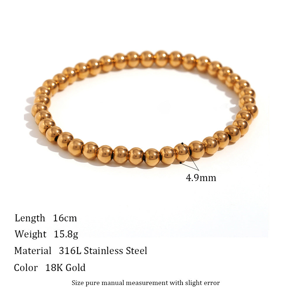 Niche Vintage Stainless Steel Plated 18K Elastic Bead Bracelet